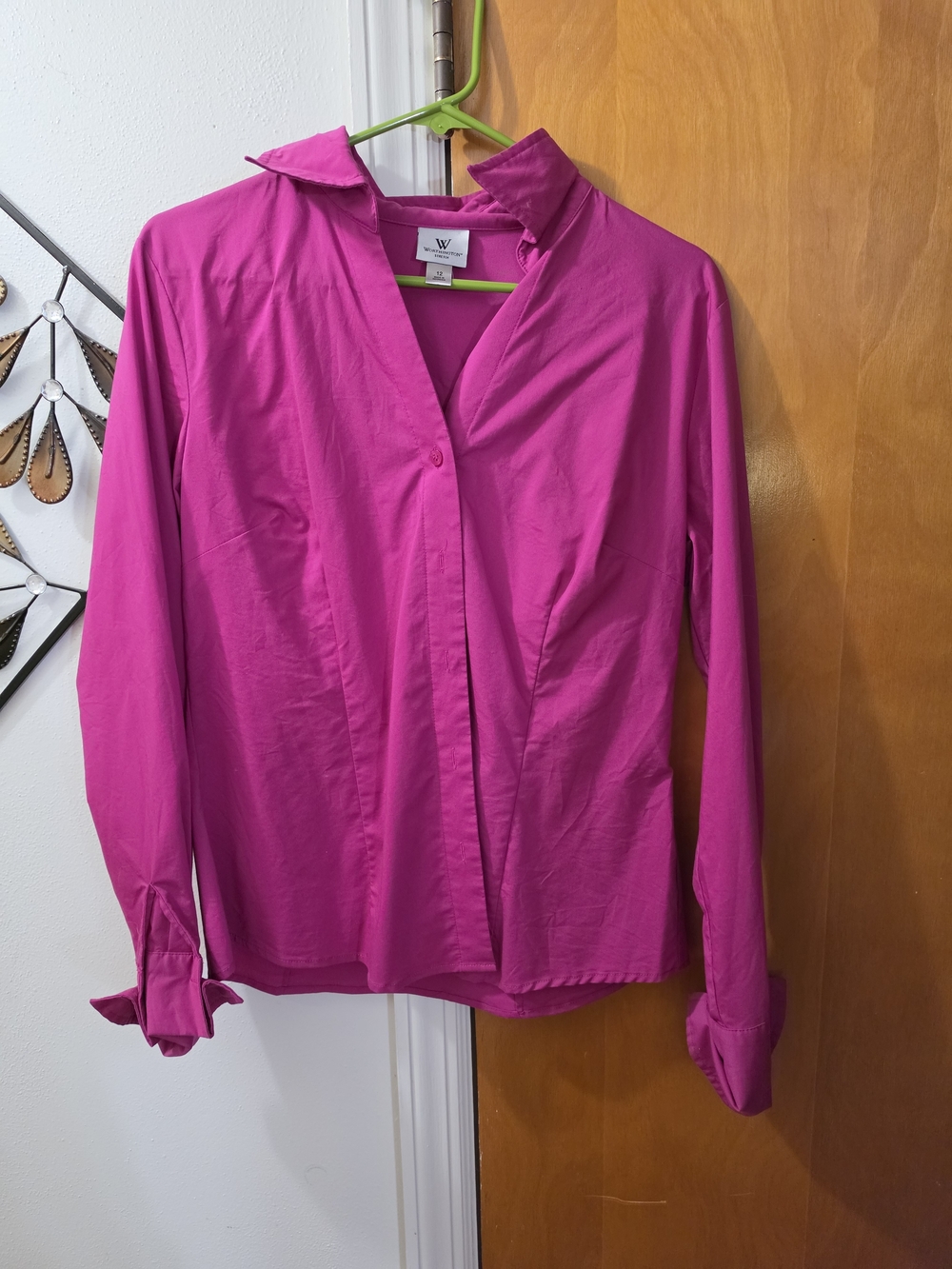W by Worth Magenta Button-Front Collared Blouse
